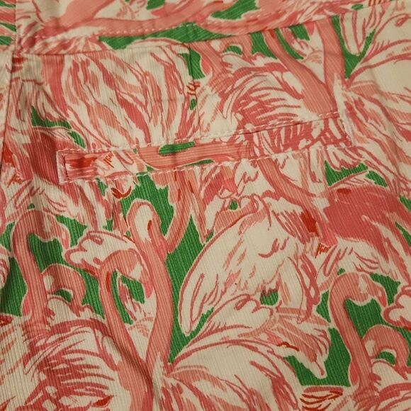 Lilly Pulitzer "Pink Colony" Buttercup Scalloped Shorts w/ Flamingos Size 000 - Picture 7 of 7